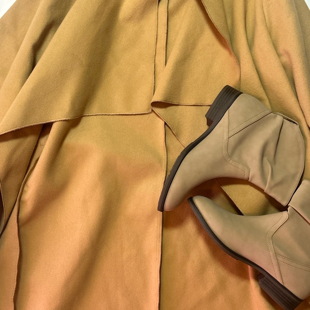 Tan Suede Ankle Boots and Coat Set